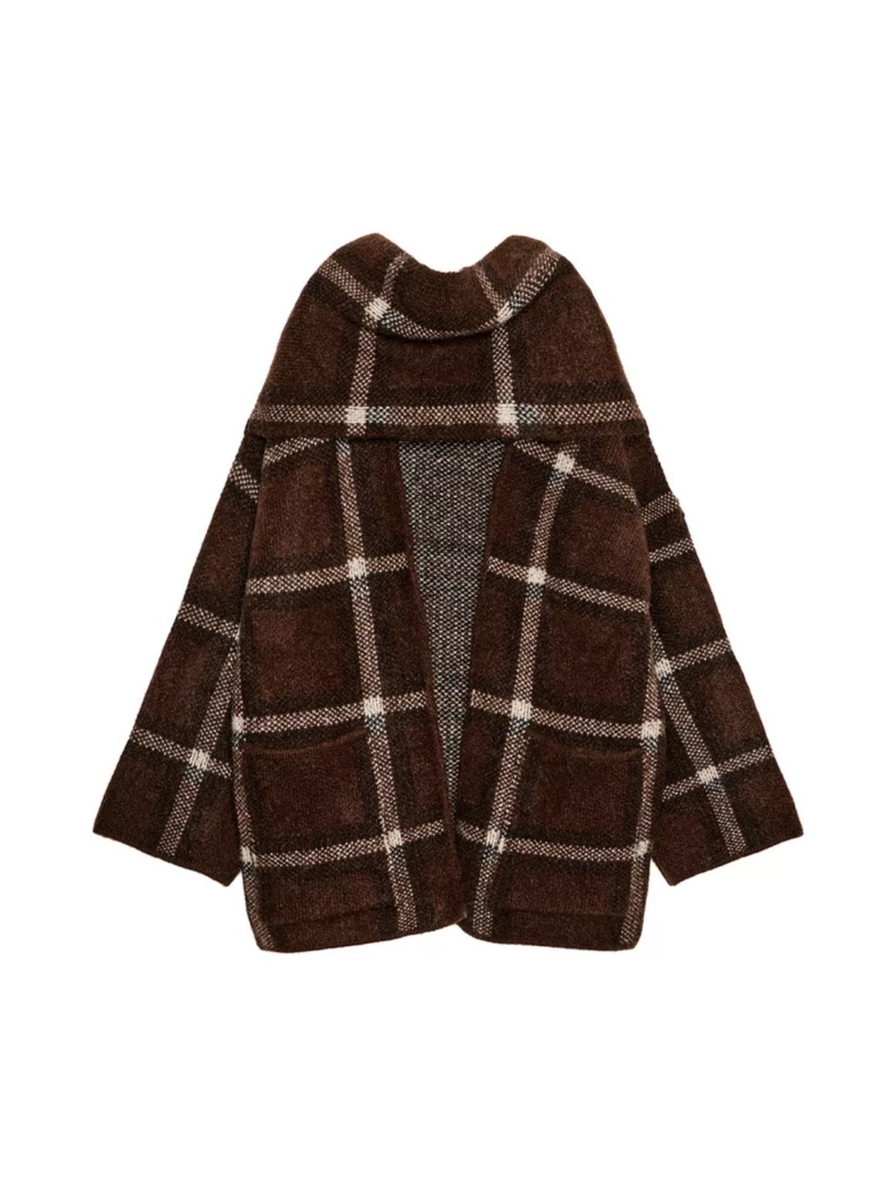 Zara Short Plaid Scarf Knit Coat